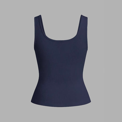 Women's Summer Button Vest Solid Color Texture Pullover