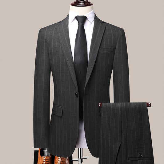 Isaac – Slim Fit Gestreept Tweedelig Herenspak