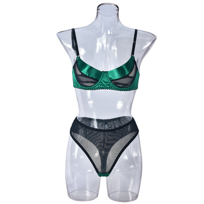 Women's Fashion High Elastic Satin Stitching Mesh Belt Steel Ring Underwear Suit