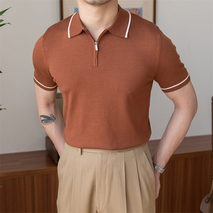Sydney – Slim Gebreide Retro Poloshirt voor Mannen