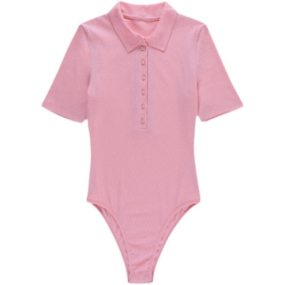 Jenny – Slim Fit T-shirt met Knoopjes en Polo Kraag