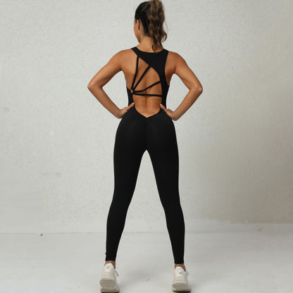 Susan – Yoga Jumpsuit met V-vormige Rug en Mouwloos Ontwerp