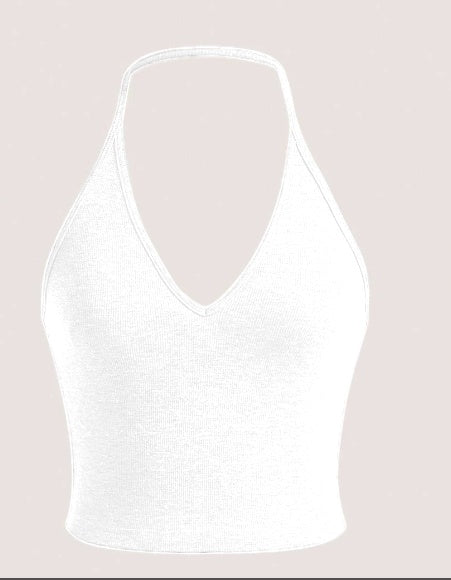 SHEIN EZwear Summer Solid Crop Halter Top
