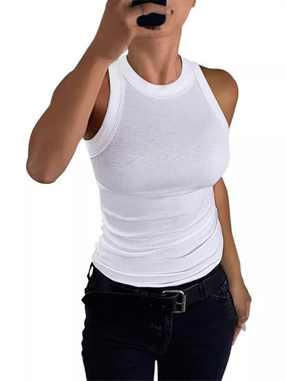 Crew Neck Slim-fit Tank Top For Women