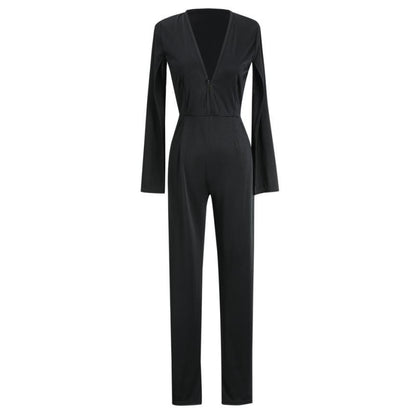 Women's deep V-neck Jumpsuit pants