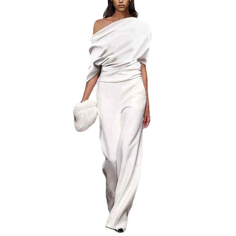 Off-neck Jumpsuit Loose Casual Women's Clothing Solid Color