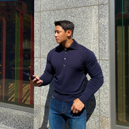 Kevin – Slimfit Lange Mouwen Katoenen Poloshirt