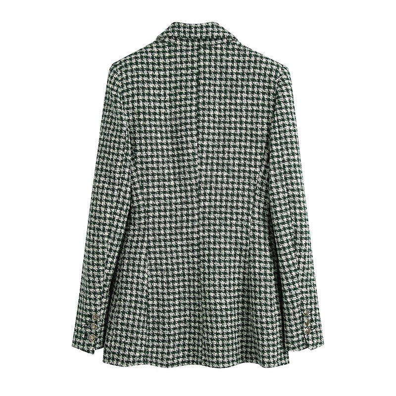 Julie – Getextureerde Dubbelrij Blazer met Uitlopende Broek