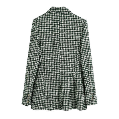 Julie – Getextureerde Dubbelrij Blazer met Uitlopende Broek