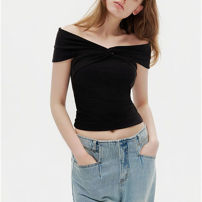 Pleated Kink Stacking Short Sleeve Comfortable Top