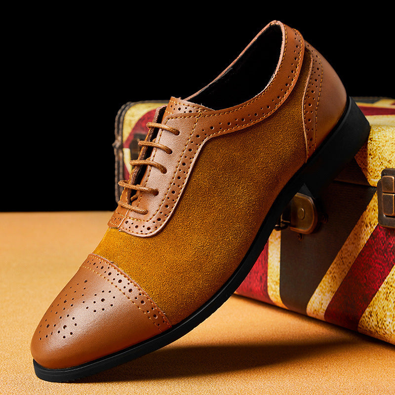 Rick – Gegraveerde Puntige Vegan Leren Herenschoenen