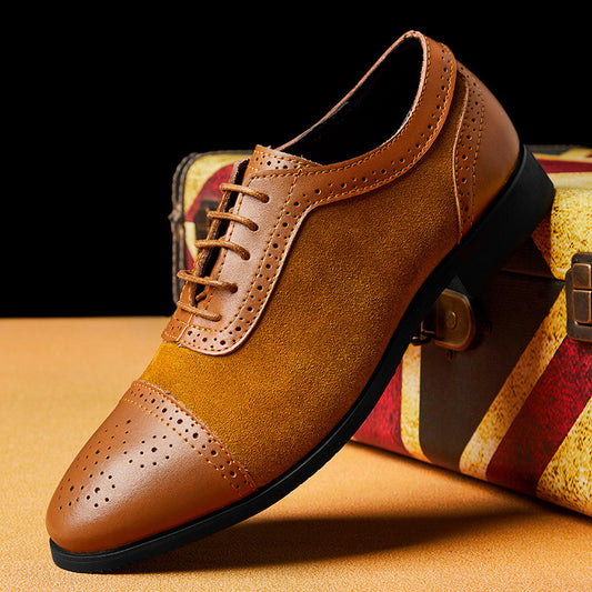 Rick – Gegraveerde Puntige Vegan Leren Herenschoenen