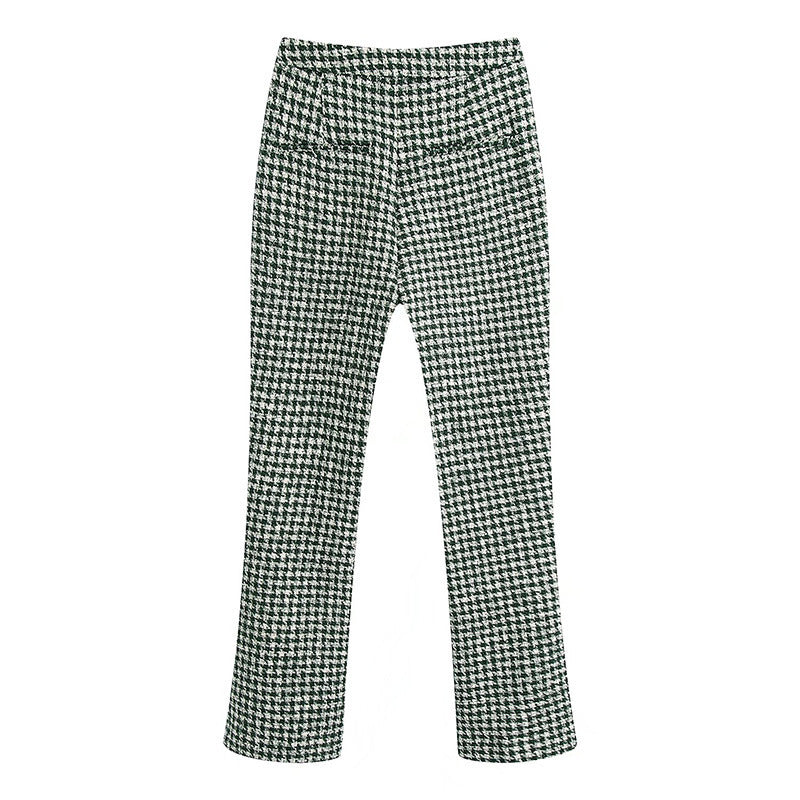 Julie – Getextureerde Dubbelrij Blazer met Uitlopende Broek