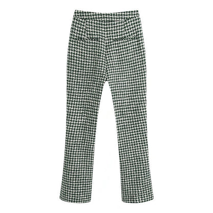 Julie – Getextureerde Dubbelrij Blazer met Uitlopende Broek