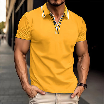 Ryan – Gestreept Poloshirt met Knoopsluiting en Korte Mouwen