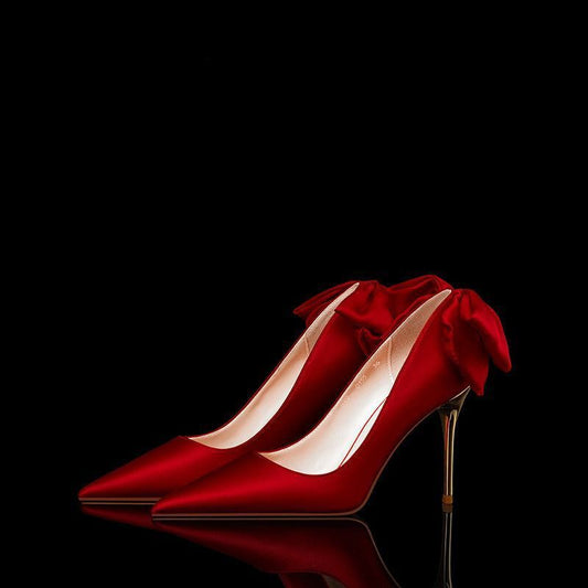 Joan – Puntige Stiletto Avondjurk Schoenen met Strik