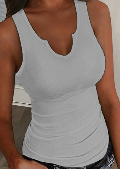 Daily Summer Casual Ribbed White Sleeveless Tank Top For Women