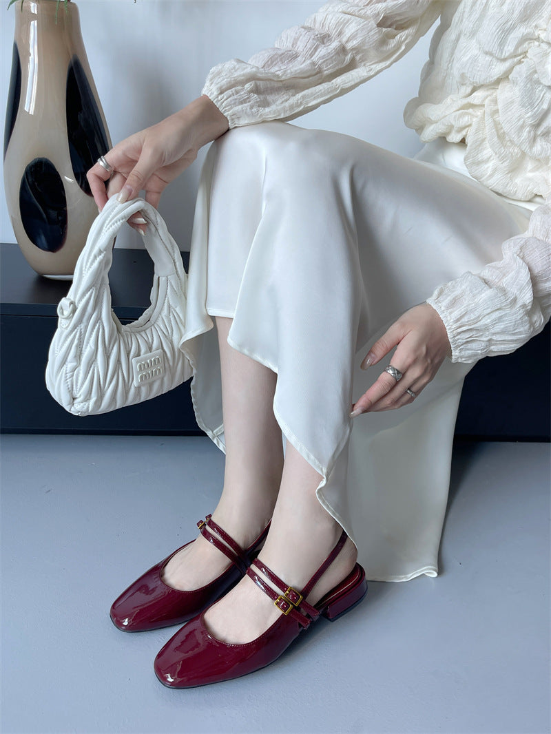 Melanie – Vierkante Teen Semi-slippers met Gesp