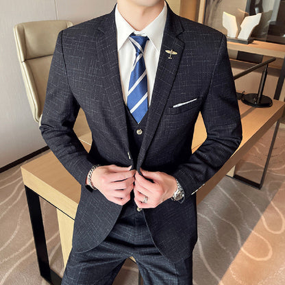 Cameron – Drie-delig Tuxedo Pak met Mesh Ruitpatroon