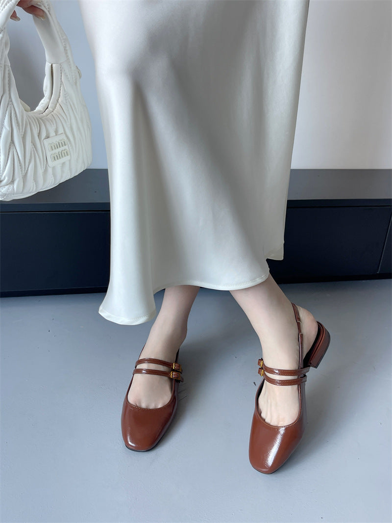 Melanie – Vierkante Teen Semi-slippers met Gesp