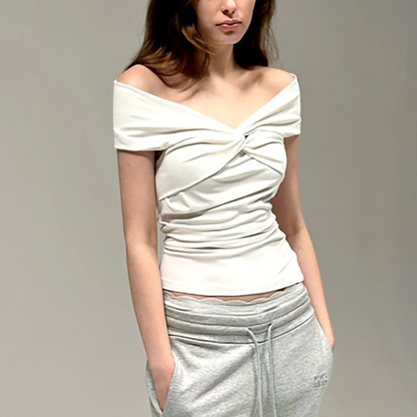 Pleated Kink Stacking Short Sleeve Comfortable Top