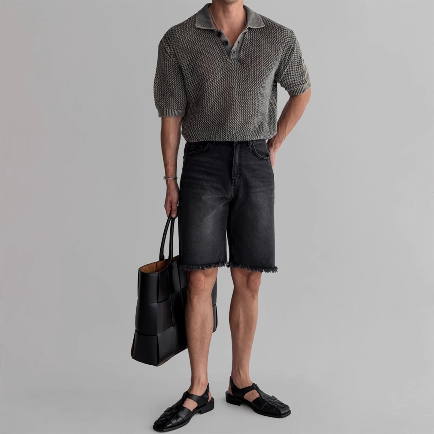 Douglas – Kortgebreide Poloshirt met Honingraatstructuur