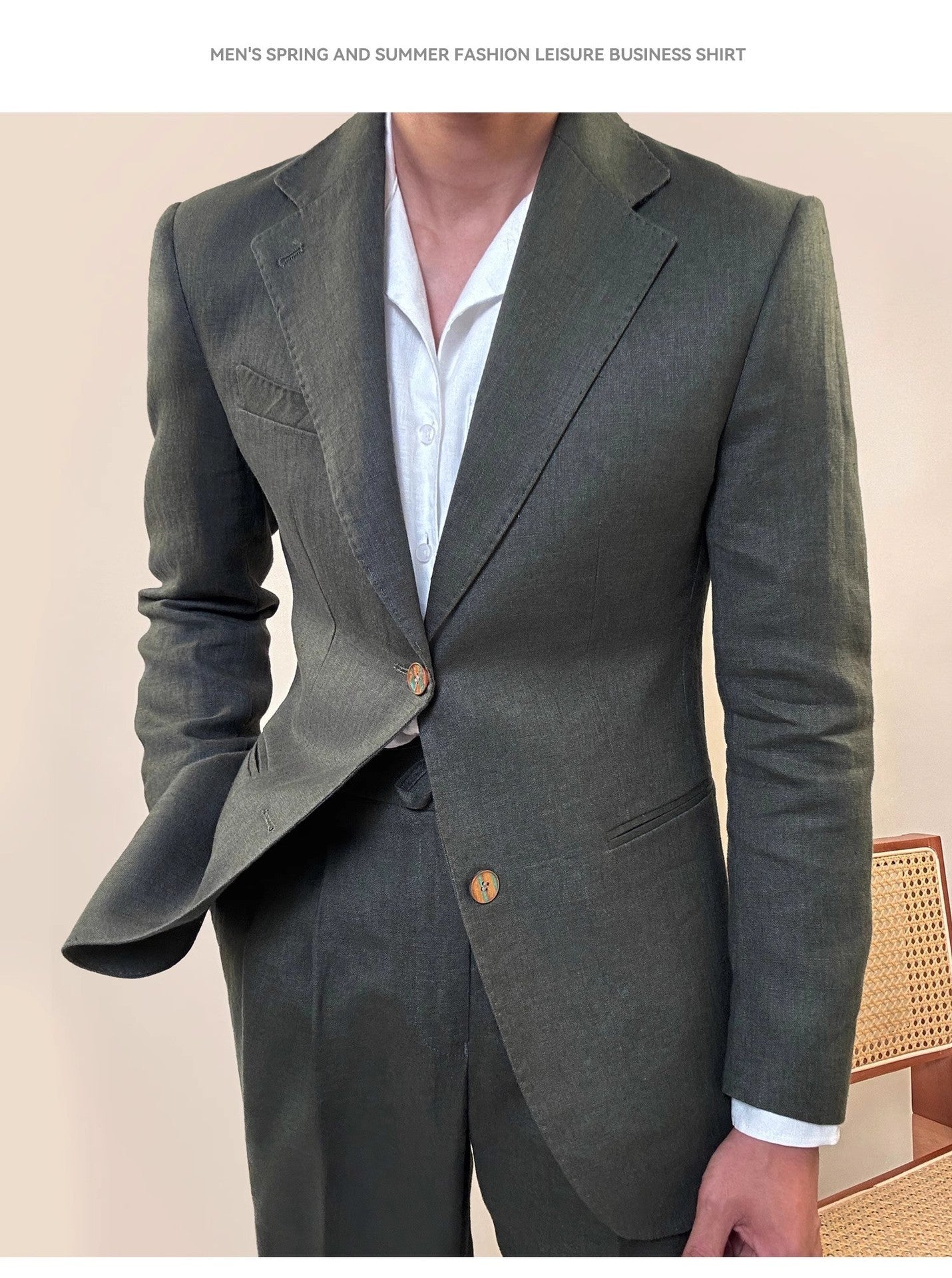 George – Zuiver Linnen Pak voor Mannen in Effen Kleur