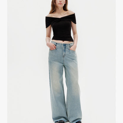 Pleated Kink Stacking Short Sleeve Comfortable Top