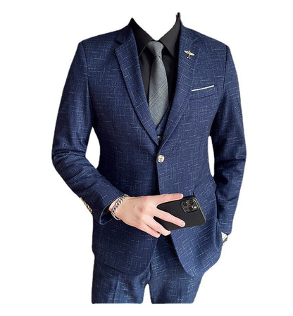 Cameron – Drie-delig Tuxedo Pak met Mesh Ruitpatroon