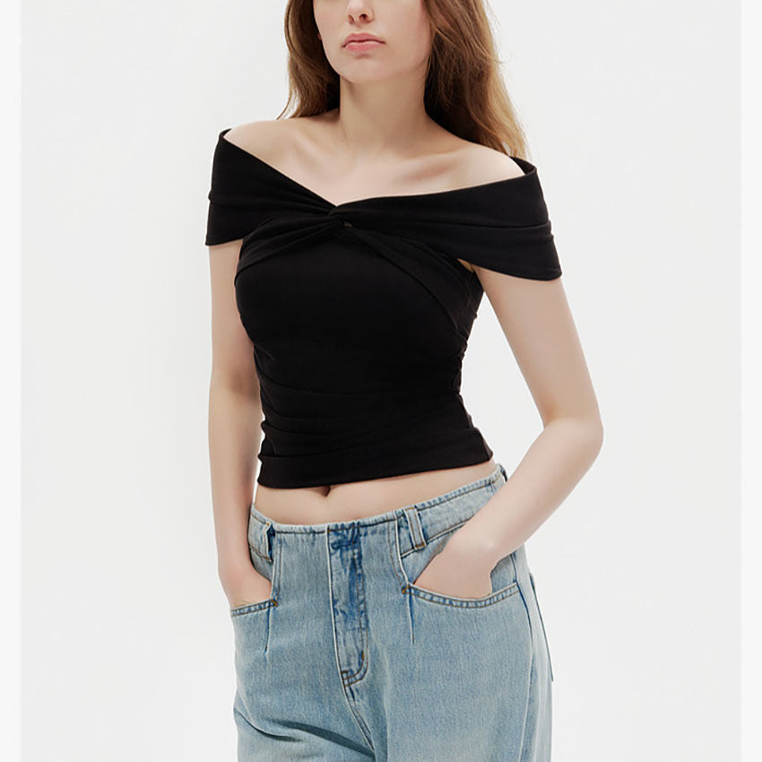 Pleated Kink Stacking Short Sleeve Comfortable Top