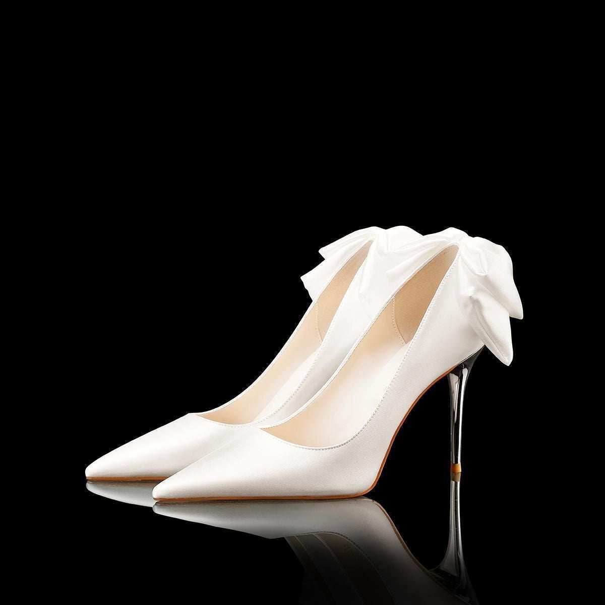 Joan – Puntige Stiletto Avondjurk Schoenen met Strik