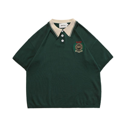Judith – Vintage Poloshirt met Olijftak Borduurwerk