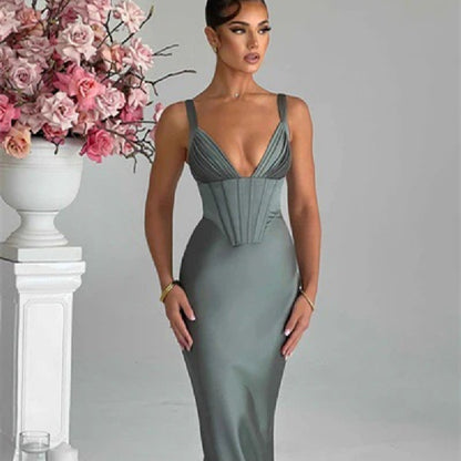 Women's Fashion Fishbone Temperament Camisole Dress