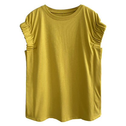 Joan – T-shirt met Smalle Mouwen en Plooien