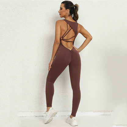 Susan – Yoga Jumpsuit met V-vormige Rug en Mouwloos Ontwerp