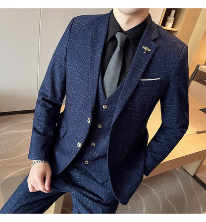 Cameron – Drie-delig Tuxedo Pak met Mesh Ruitpatroon