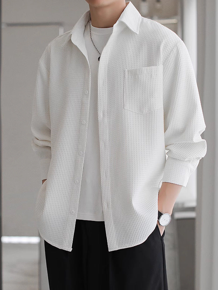 Larry – Casual Losse Wafel Polo Kraag Shirt