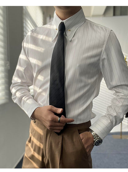 Kenneth – Empire Kraag Gestreept Overhemd voor Heren