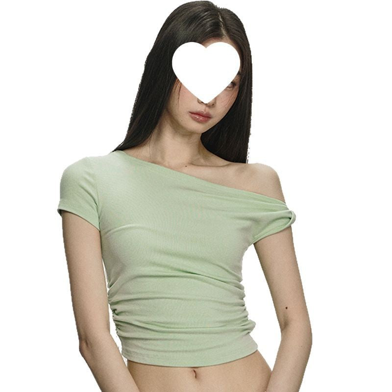 Pure Desire Style Short Cotton Short Sleeve Slim Slimming Sense Of Design Top For Women