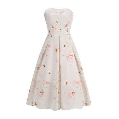 Women's Fashion Personality Floral Strapless Dress