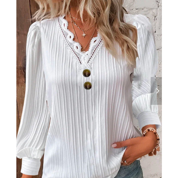 Undershirt Women's Long-sleeved V-neck Top