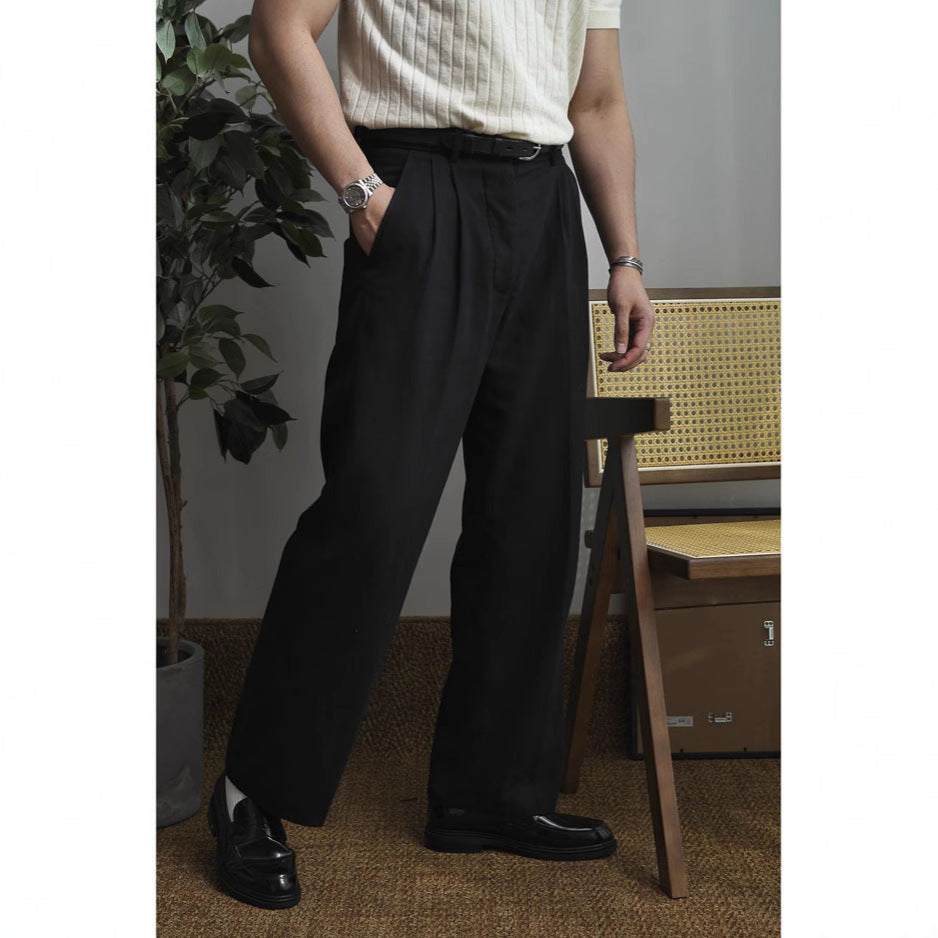 Perry – Losse Rechte Cargo Broek met Dubbele Plooi