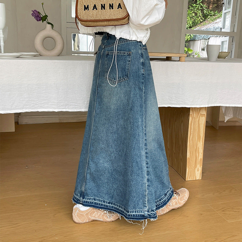Women's High Waist Retro Denim Skirt