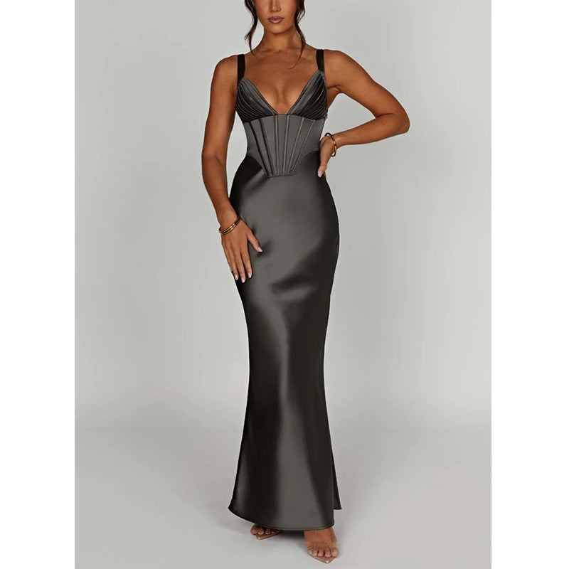 Women's Fashion Fishbone Temperament Camisole Dress