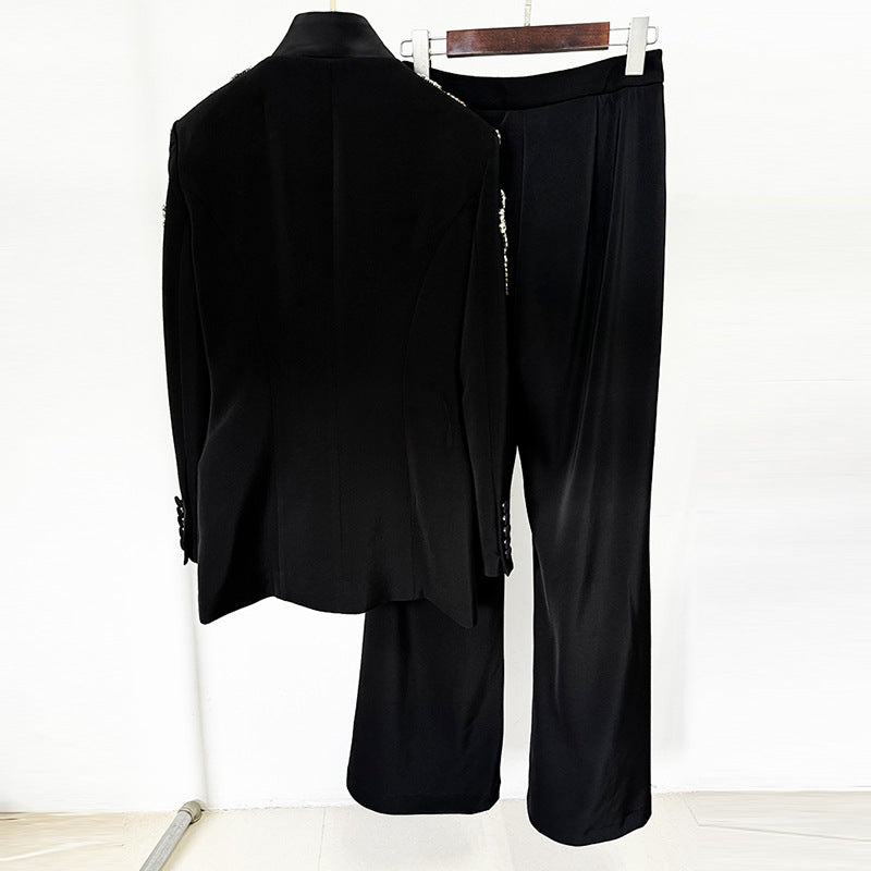 Esme – Elegante Rhinestone Blazer met Split Broek