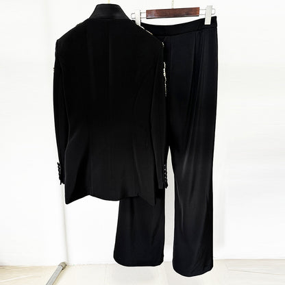 Esme – Elegante Rhinestone Blazer met Split Broek