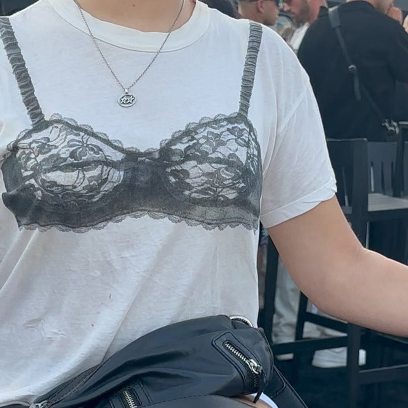 Zoe – Kanten Doorzichtige Korset Top met Korte Mouwen