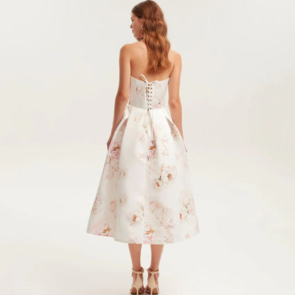 Women's Fashion Personality Floral Strapless Dress