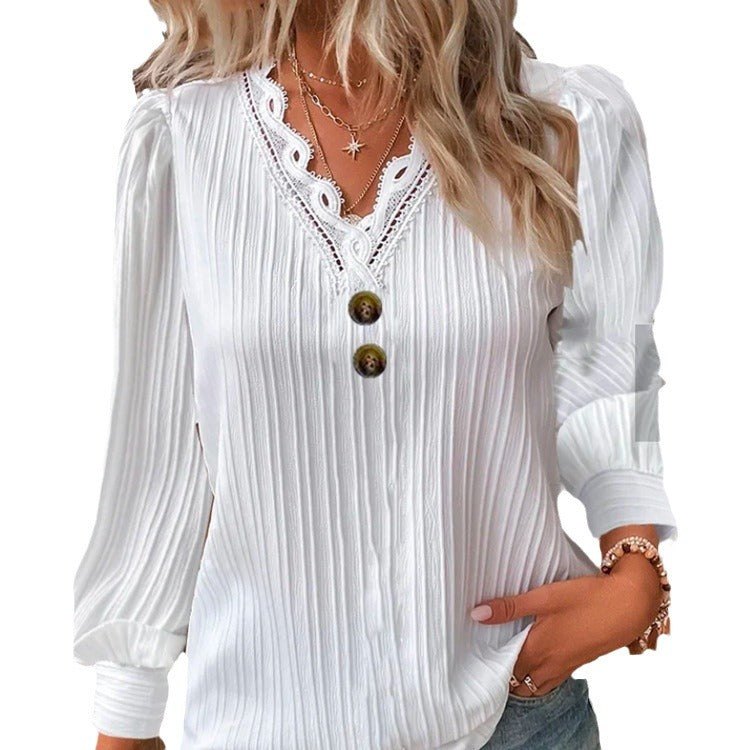Undershirt Women's Long-sleeved V-neck Top
