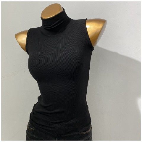 Korean Style Half Turtleneck Sleeveless Vest Top